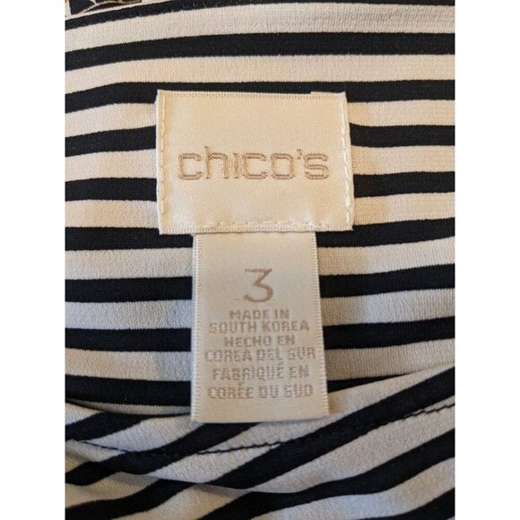 Chicos Womens Top Blouse Size 3 US 16 Hawaiian Paisley Striped Stretch - Picture 5 of 6